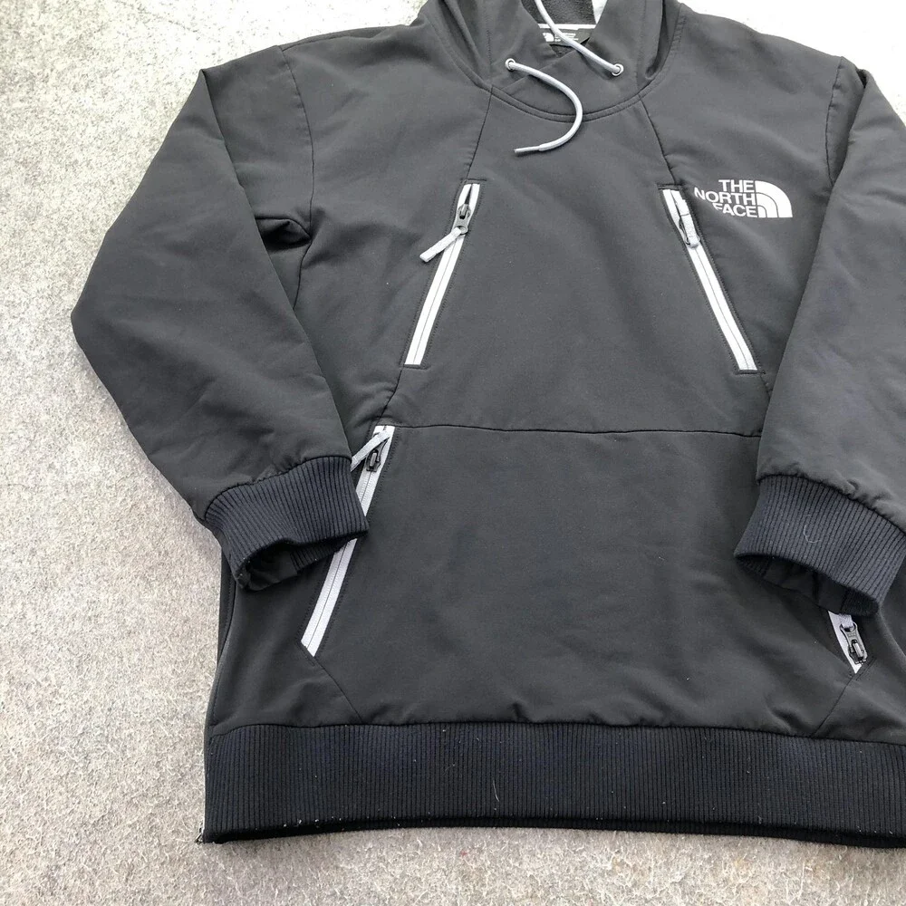 The North Face Hoodie Mens Small Black Pullover Fleece Tekno Zip Pockets